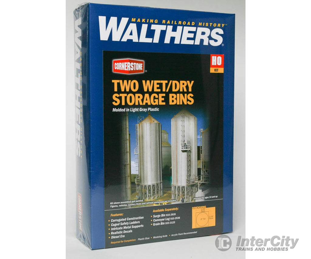 Walthers Cornerstone 2937 Wet-Dry Grain Storage Bin 2-Pack -- Kit - Each: 3-5/8 X 12’ 8.6 30.5Cm