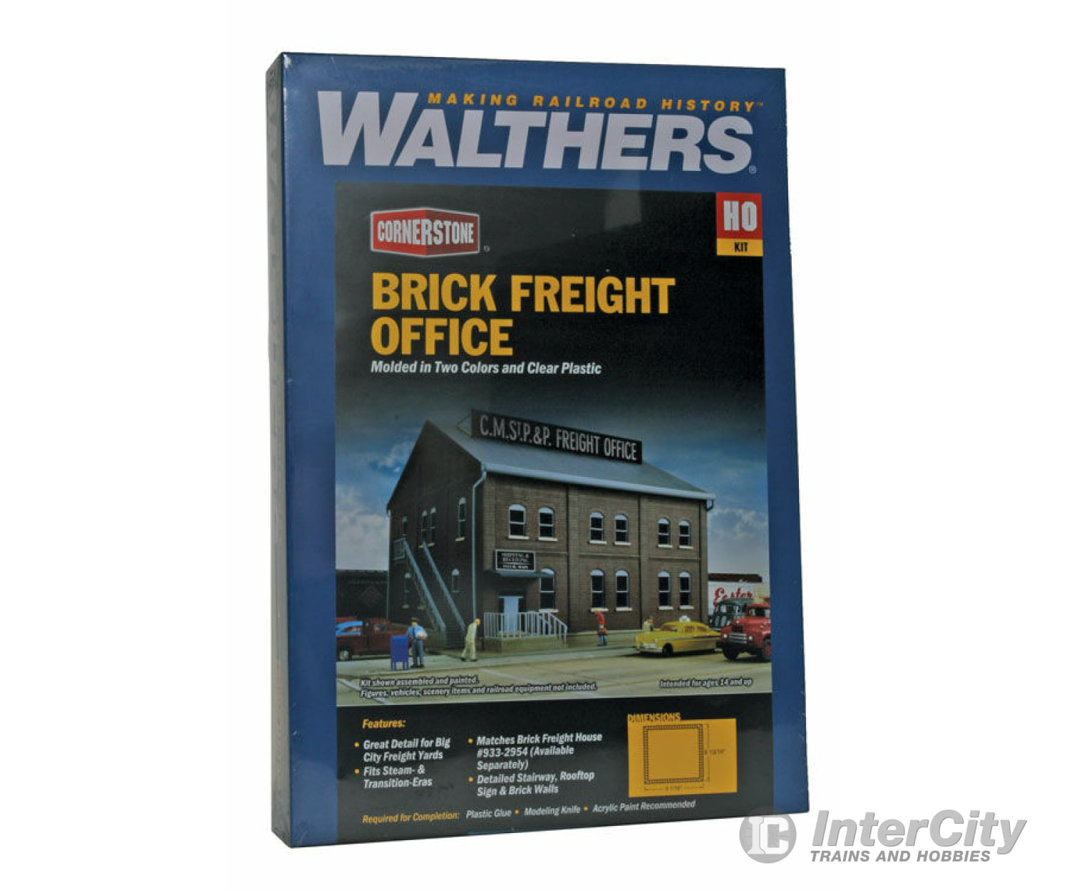 Walthers Cornerstone 2953 Brick Freight Office -- Kit - 8-13/16 X 9 6-1/8’ 22.4 22.9 15.6Cm