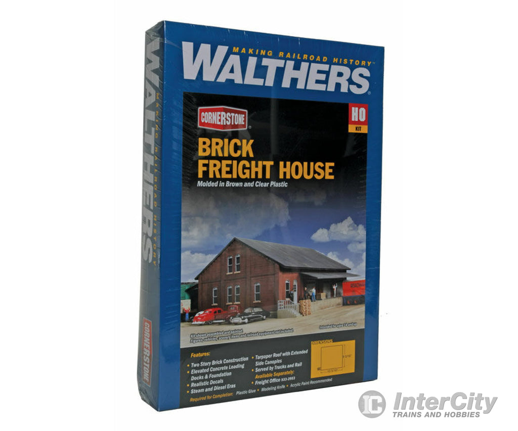 Walthers Cornerstone 2954 Brick Freight House -- Kit - 9-3/4 X 9-3/8 4-3/8’ 24.8 23.8 11.1Cm