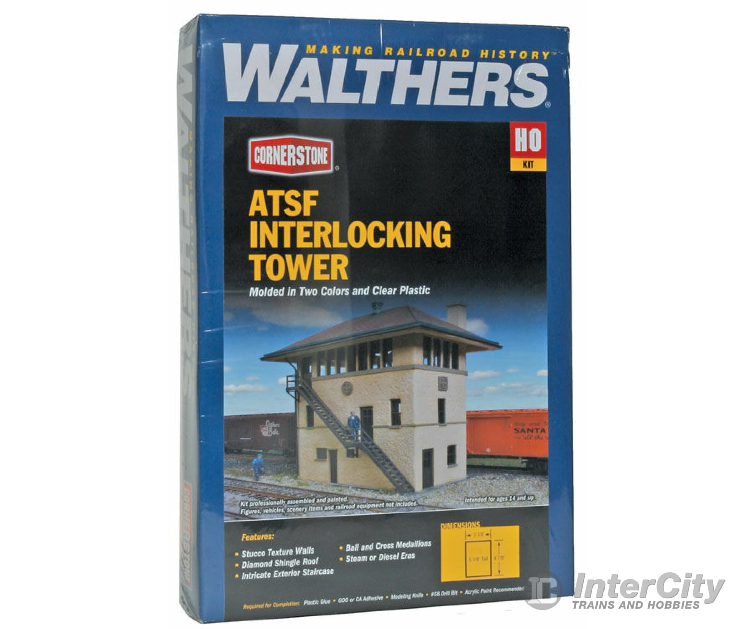 Walthers Cornerstone 2983 Santa Fe Interlocking Tower -- Kit - 2-7/8 X 4-7/8 5-1/8’ 7.3 12.3 13Cm