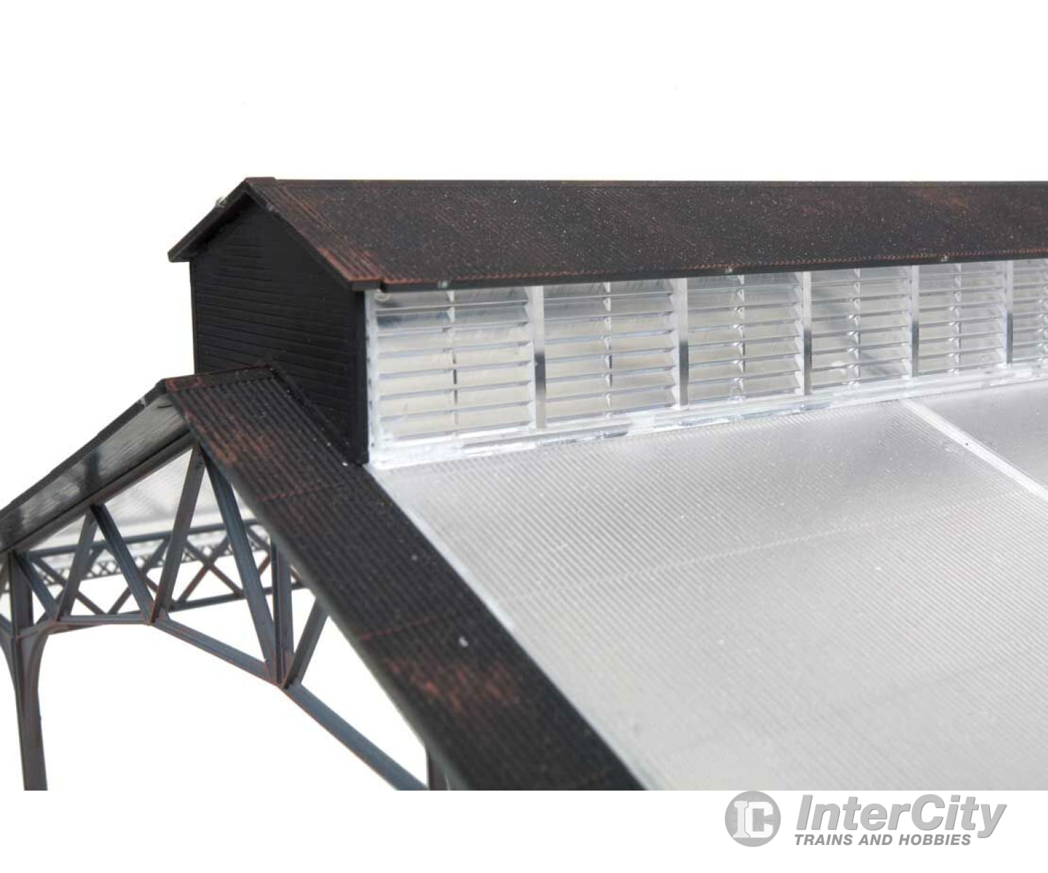 Walthers Cornerstone 2984 Train Shed With Clear Roof -- Kit: 22-3/8 X 11-9/16 6-1/4’ 56.8 29.3