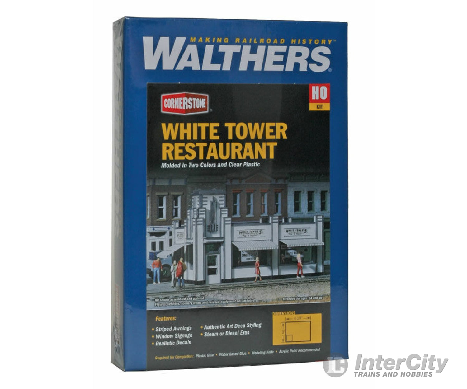 Walthers Cornerstone 3030 White Tower Restaurant -- Kit - 4-5/8 X 3 2-7/8’ 11.8 7.6 7.3Cm Structures