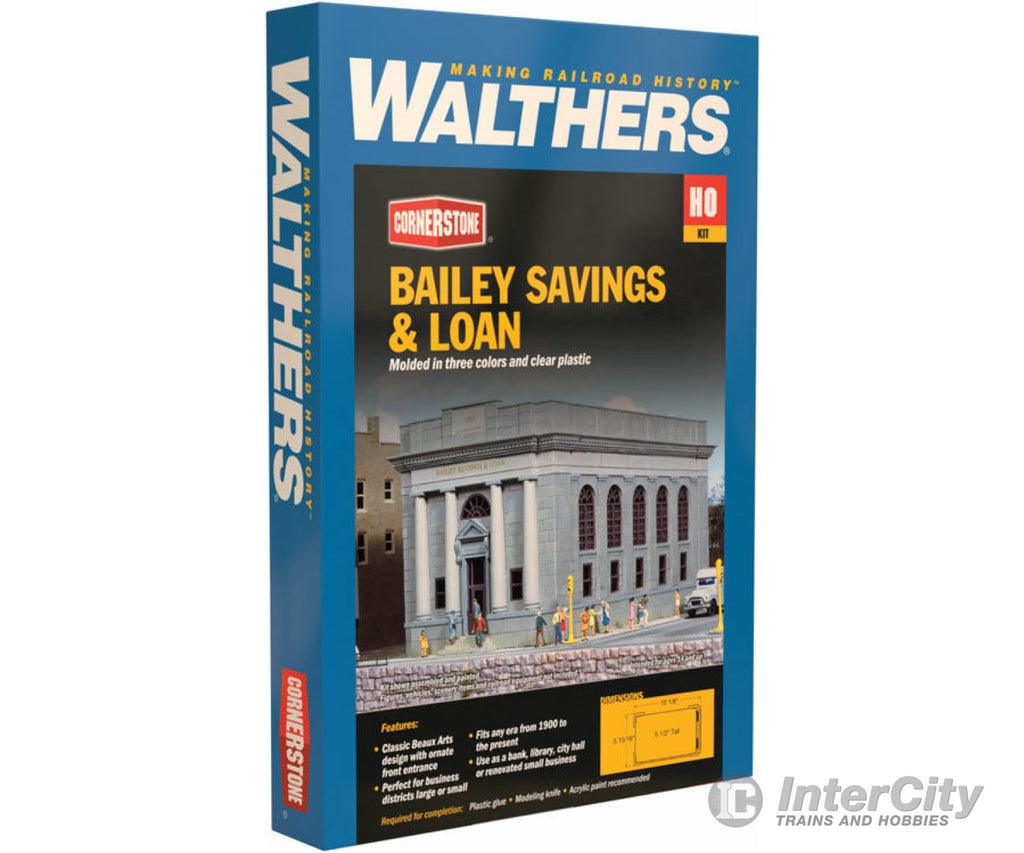 Walthers Cornerstone 3031 Bailey Savings And Loan -- Kit - 10-1/8 X 5-15/16 5-1/2’ 25.7 15 13.9Cm