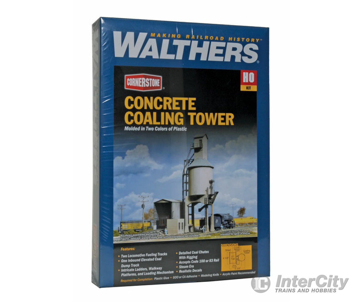 Walthers Cornerstone 3042 Concrete Coaling Tower -- Kit - & Shed: 6-3/8 X 4-1/8 11’ 10.5 16.2