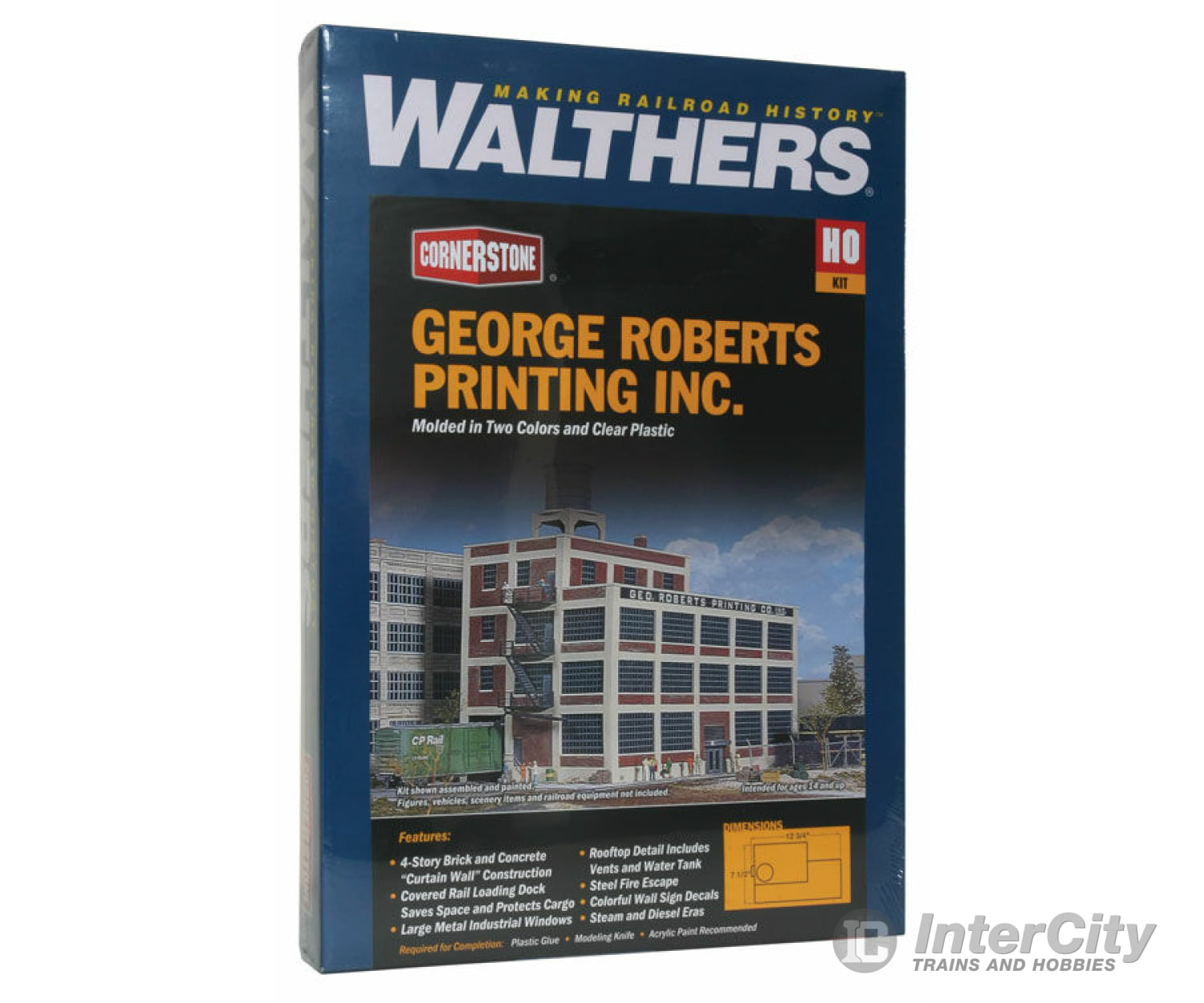 Walthers Cornerstone 3046 George Roberts Printing Company -- Kit - 12-3/4 X 7-1/2 9’ 31.6 19.3