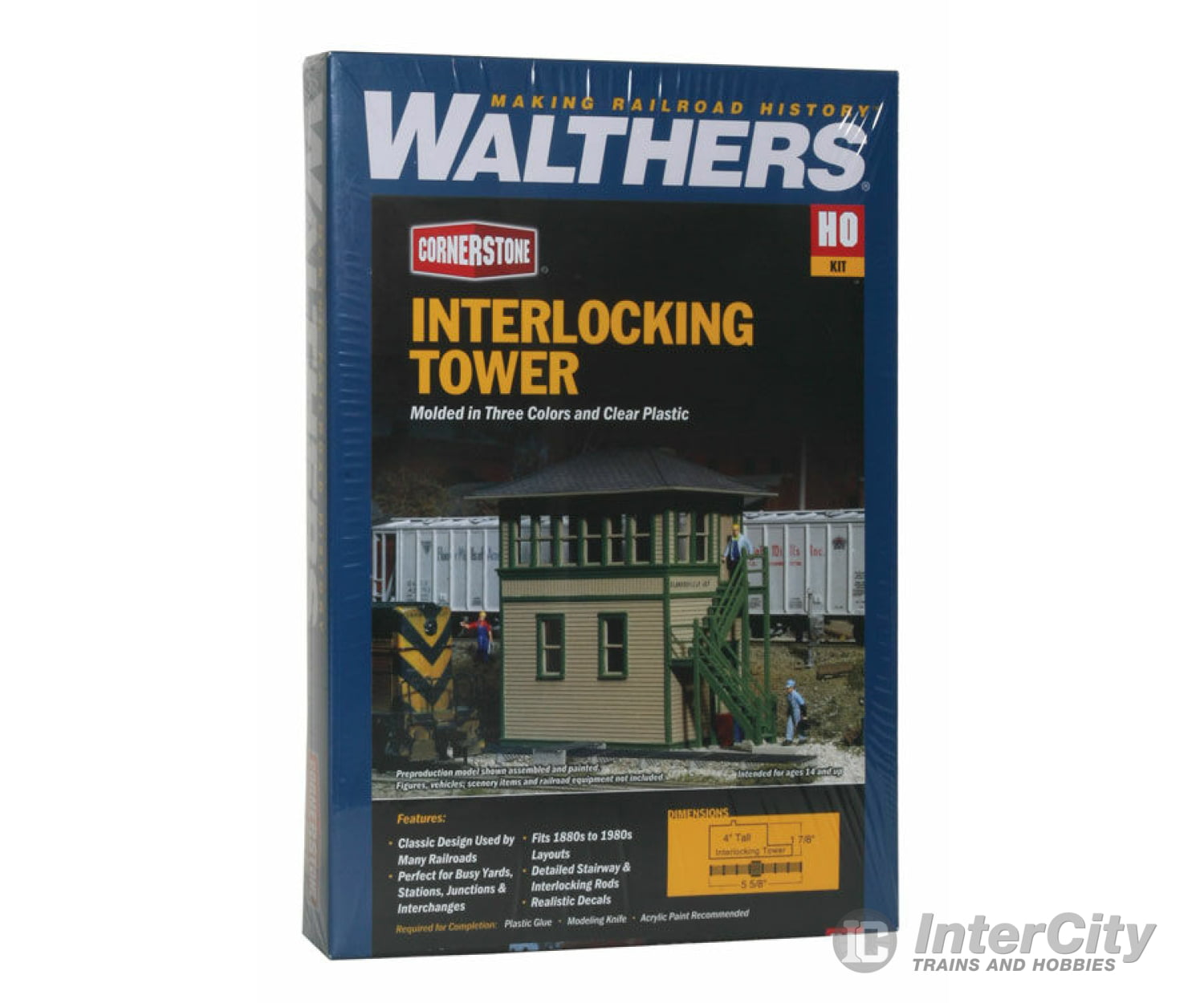 Walthers Cornerstone 3071 Interlocking Tower -- Kit - 5 X 1-7/8 4’ 12.7 4.8 10.2Cm Structures