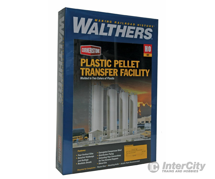 Walthers Cornerstone 3081 Plastic Pellet Transfer Facility -- Kit - 19-5/8 X 4-1/16 8-1/4’ 49.8