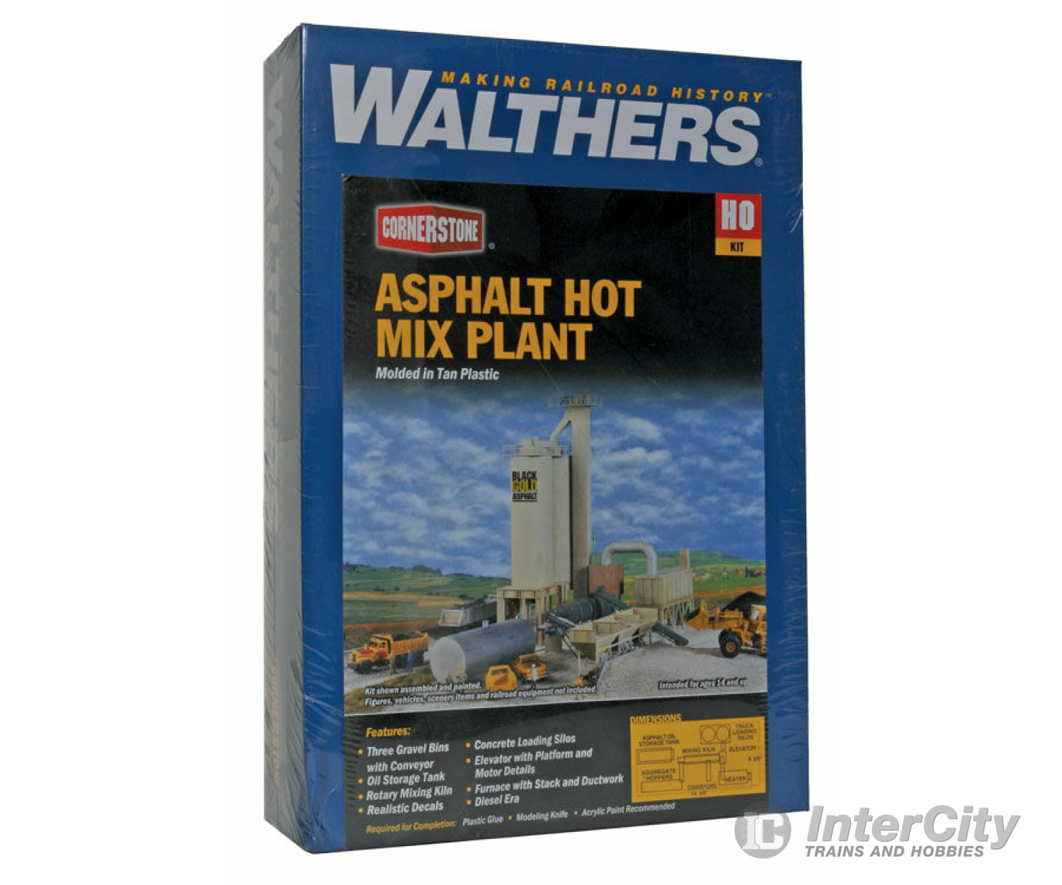 Walthers Cornerstone 3085 Black Gold Asphalt Hot Mix Plant -- Kit - 9-3/4 X 14-1/8 10-1/2’ 24.3