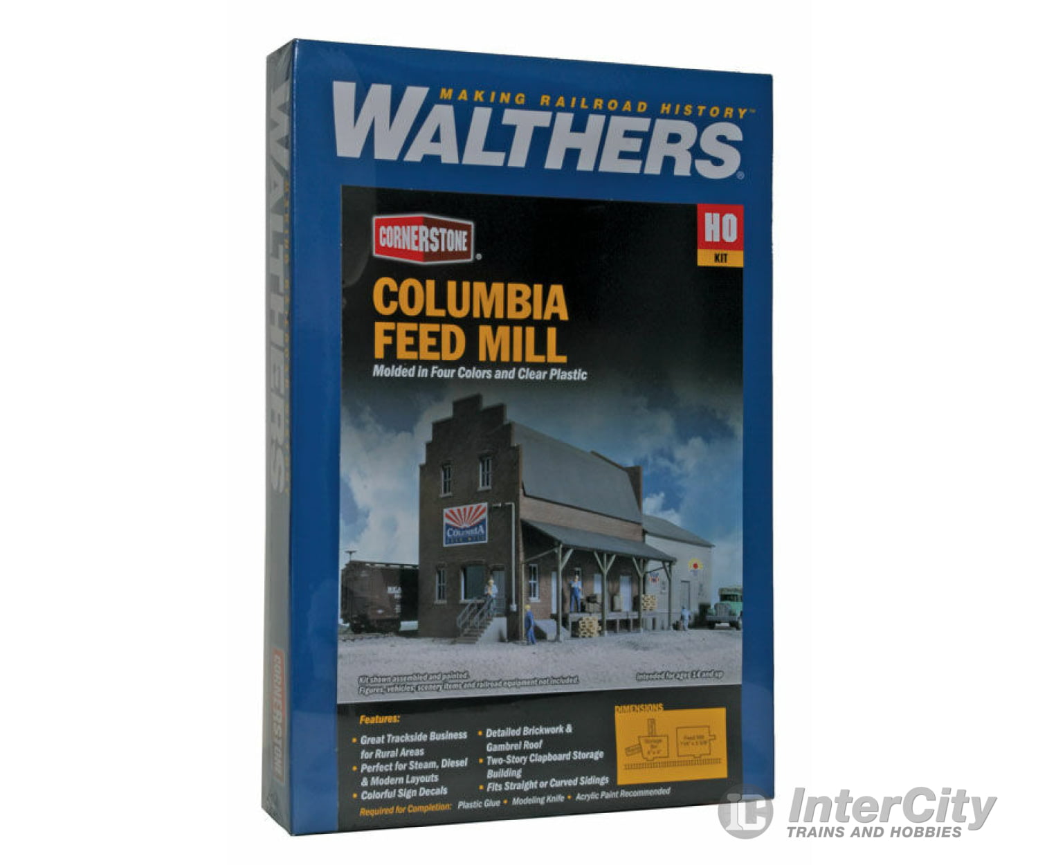 Walthers Cornerstone 3090 Columbia Feed Mill -- Kit - 7-1/4 X 5-5/8 5-1/2’ 18.4 14.3 14Cm Structures