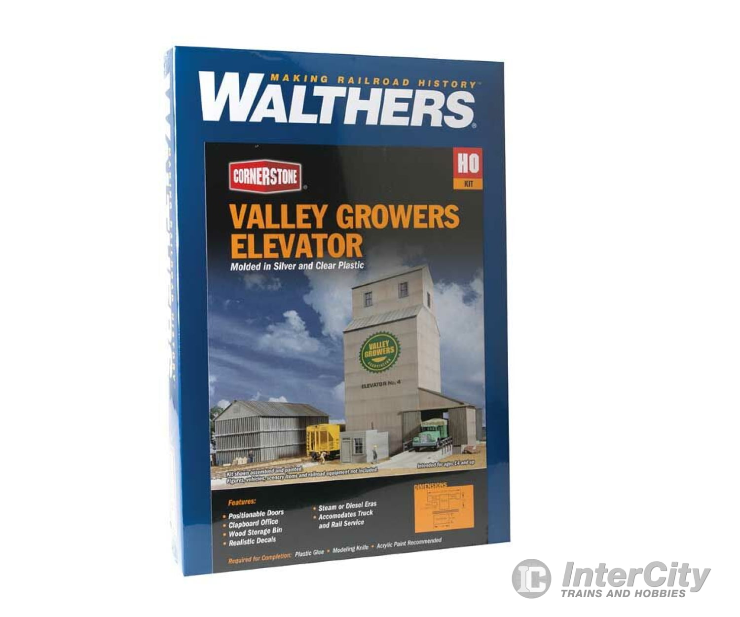 Walthers Cornerstone 3096 Valley Growers Association Steel Grain Elevator -- Kit Structures