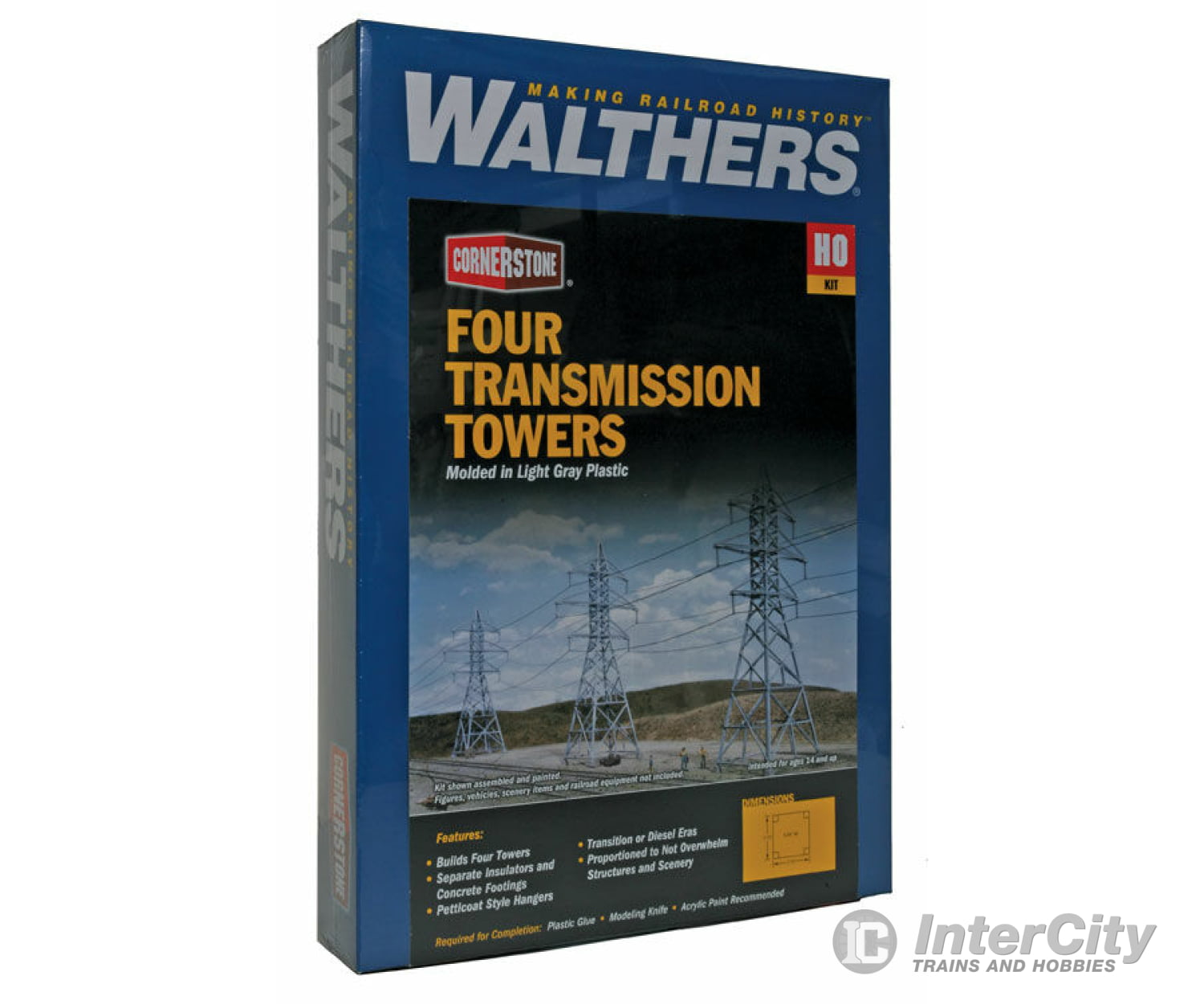 Walthers Cornerstone 3121 High-Voltage Transmission Tower -- Pkg(4) - Kit 2-1/2 X 9-3/8’ 6.4