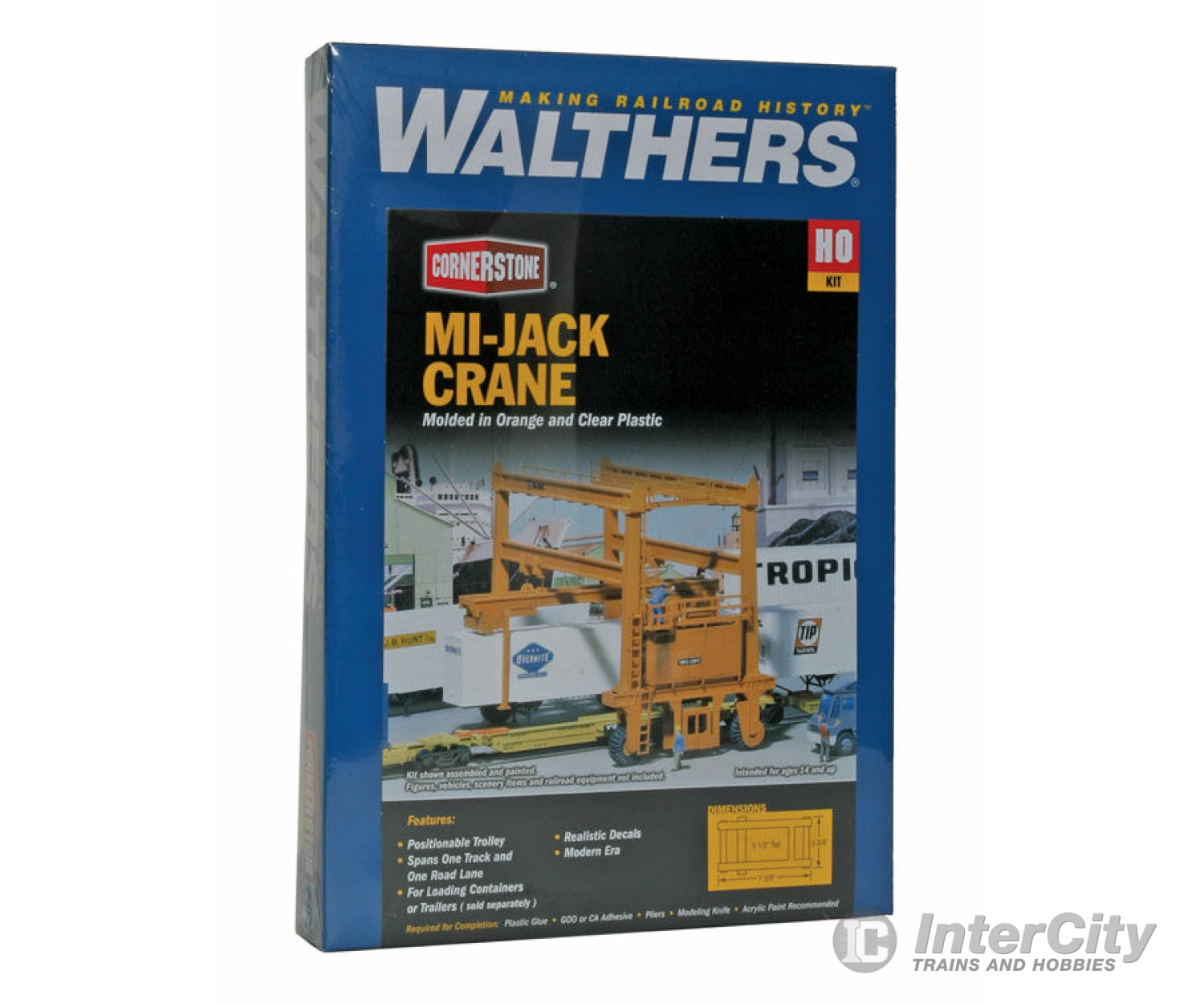 Walthers Cornerstone 3122 Mi-Jack Translift(R) Intermodal Crane -- Kit - 7-3/8 X 3-3/4’ 18.7