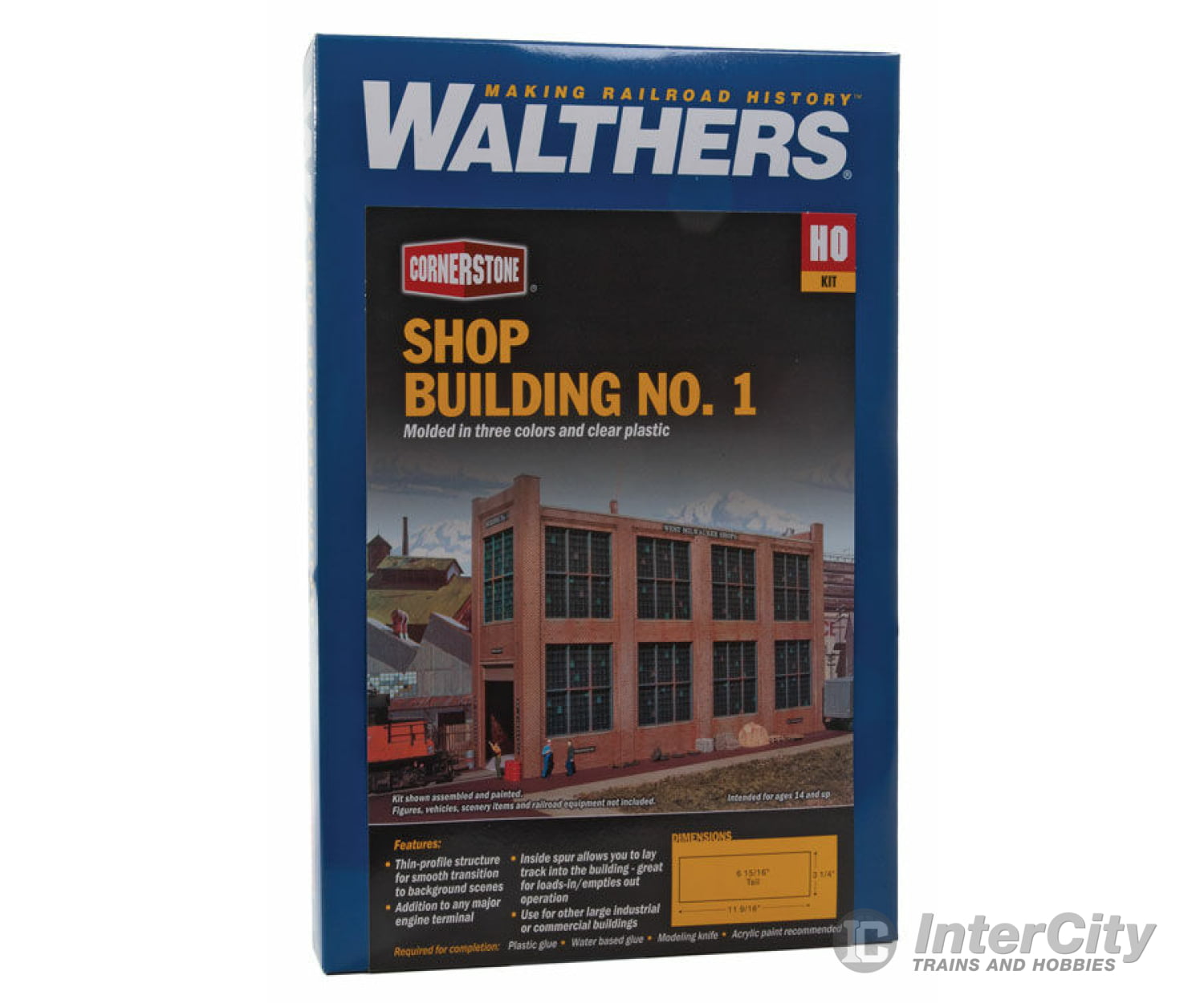 Walthers Cornerstone 3165 Shop Building No.1 Background -- Kit - 11-9/16 X 3-1/4 6-15/16’ 28.9