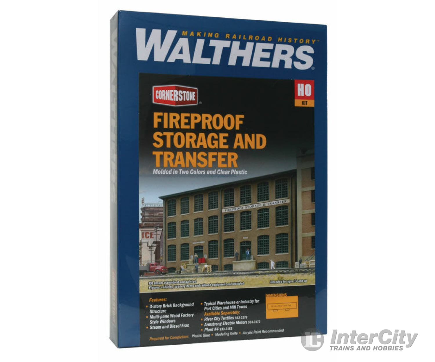 Walthers Cornerstone 3189 Fireproof Storage And Transfer Background Building -- Kit - 12-7/8 X