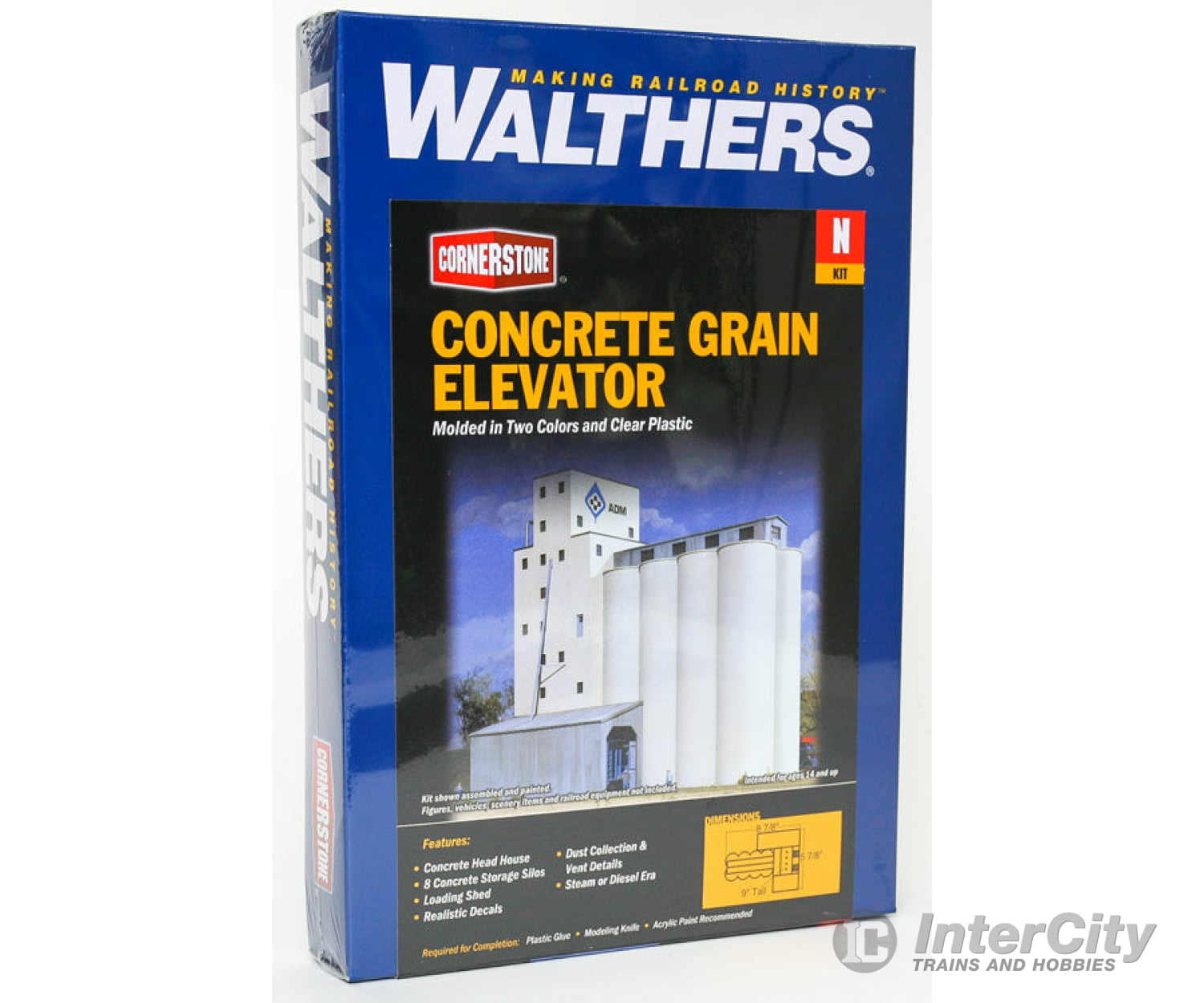 Walthers Cornerstone 3225 Adm(R) Grain Elevator -- Kit - 5-7/8 X 8-7/8 9’ 14.9 22.5 22.8Cm