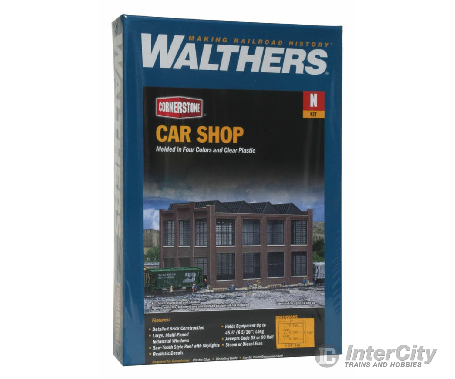 Walthers Cornerstone 3228 Car Shop -- Kit - 7 X 5-1/4 4-3/4’ 17.7 13.3 12Cm Structures