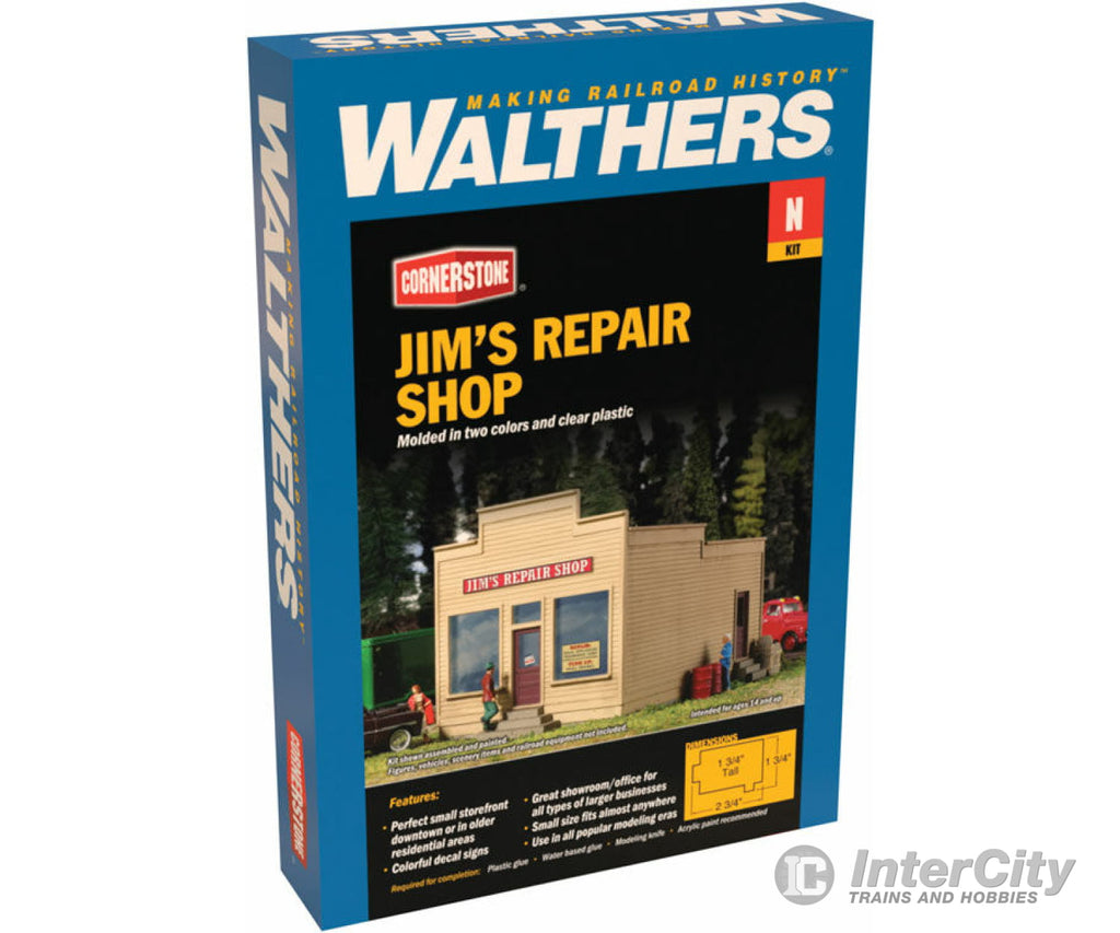 Walthers Cornerstone 3229 Jim’s Repair Shop -- Kit - 2-3/4 X 1-3/4 1-3/4’ 6.8 4.3 4.3Cm Structures