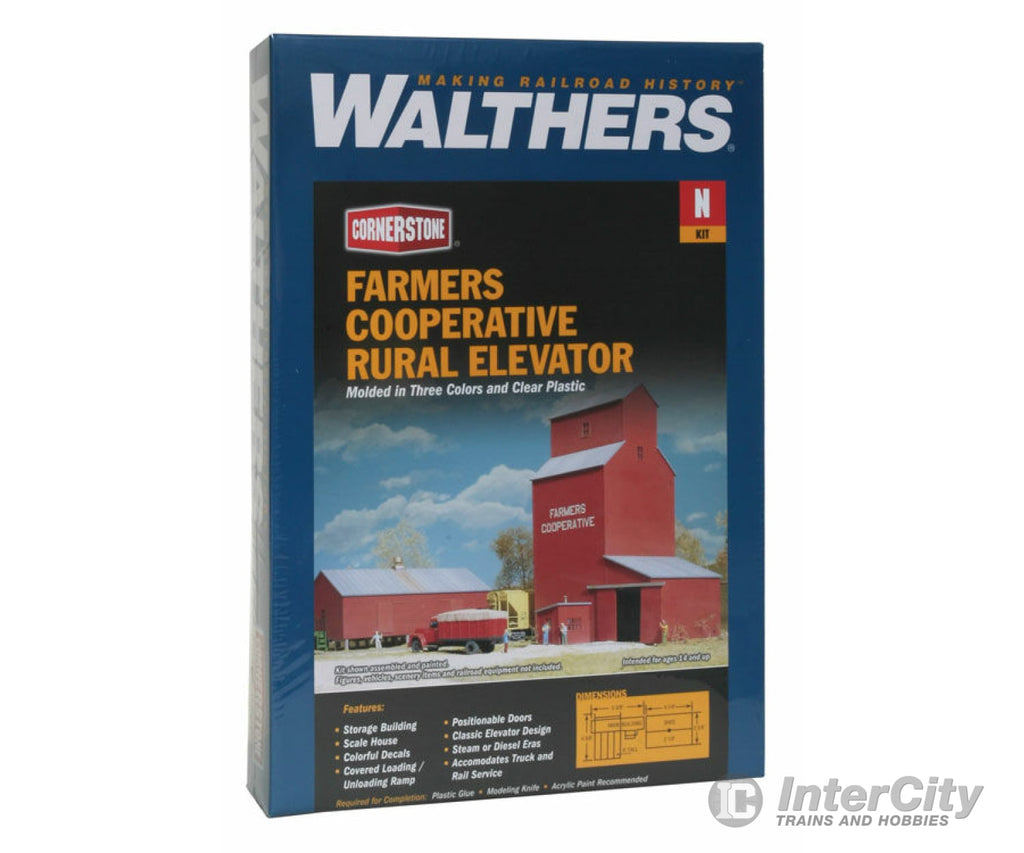 Walthers Cornerstone 3238 Farmers Co-Op Rural Grain Elevator -- Kit - Elevator: 4-3/8 X 5-3/8 6 11