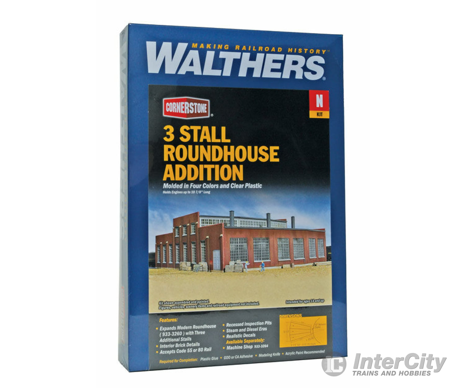 Walthers Cornerstone 3261 Modern Roundhouse 3 Add-On Stalls -- Kit - 10-13/16 X 3-15/16 27.4 10Cm;