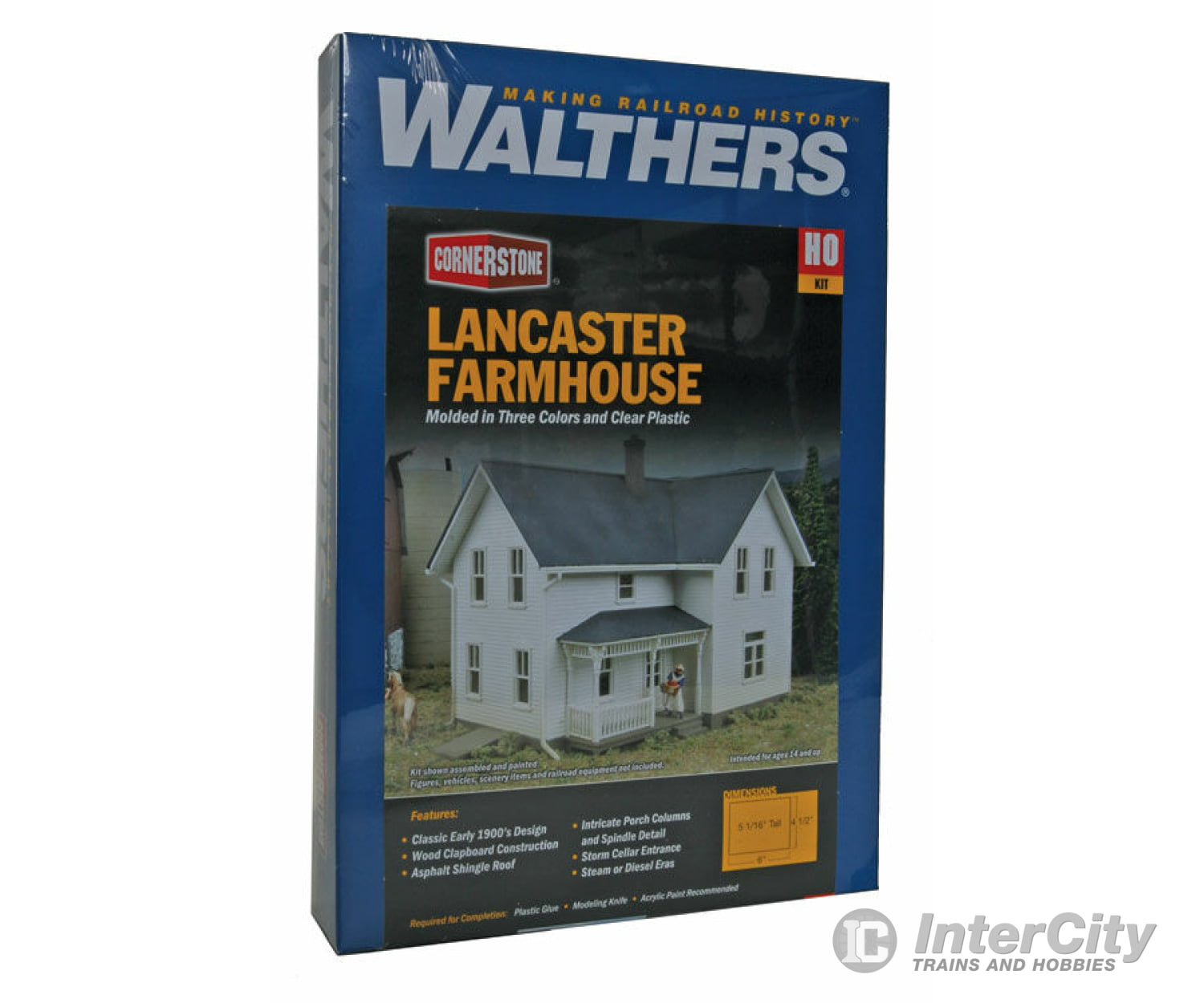 Walthers Cornerstone 3333 Lancaster Farmhouse -- Kit - 5-15/16 X 4-1/2 4-5/16’ 15.1 11.4 11Cm