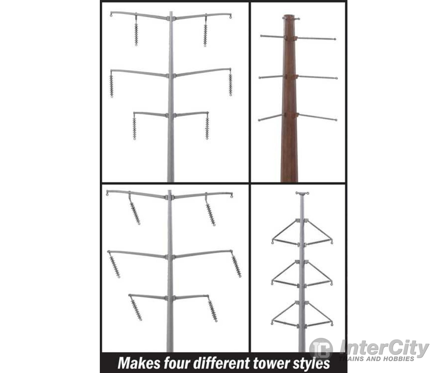 Walthers Cornerstone 3343 Modern High Voltage Transmission Towers - Kit -- Each Pole Stands