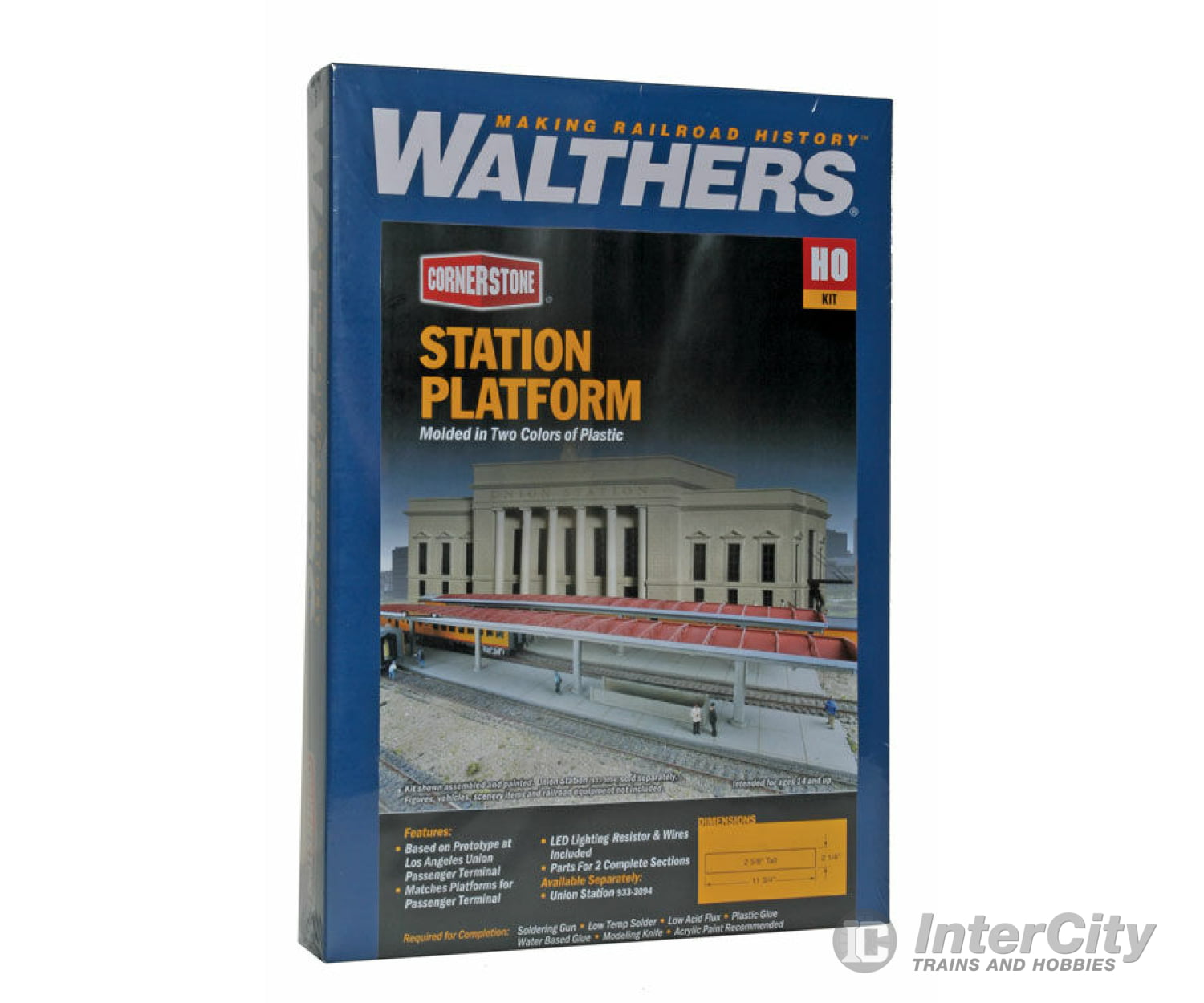 Walthers Cornerstone 3391 Station Platform -- Kit Pkg(2) - 11-3/4 X 2-1/4 2-5/8’ 29.8 5.7 6.6Cm