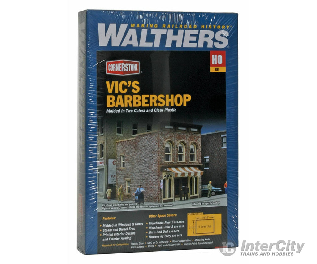 Walthers Cornerstone 3471 Vic’s Barber Shop -- Kit - 2-1/2 X 3-1/2 3-3/8’ 6.4 8.9 8.6Cm Structures