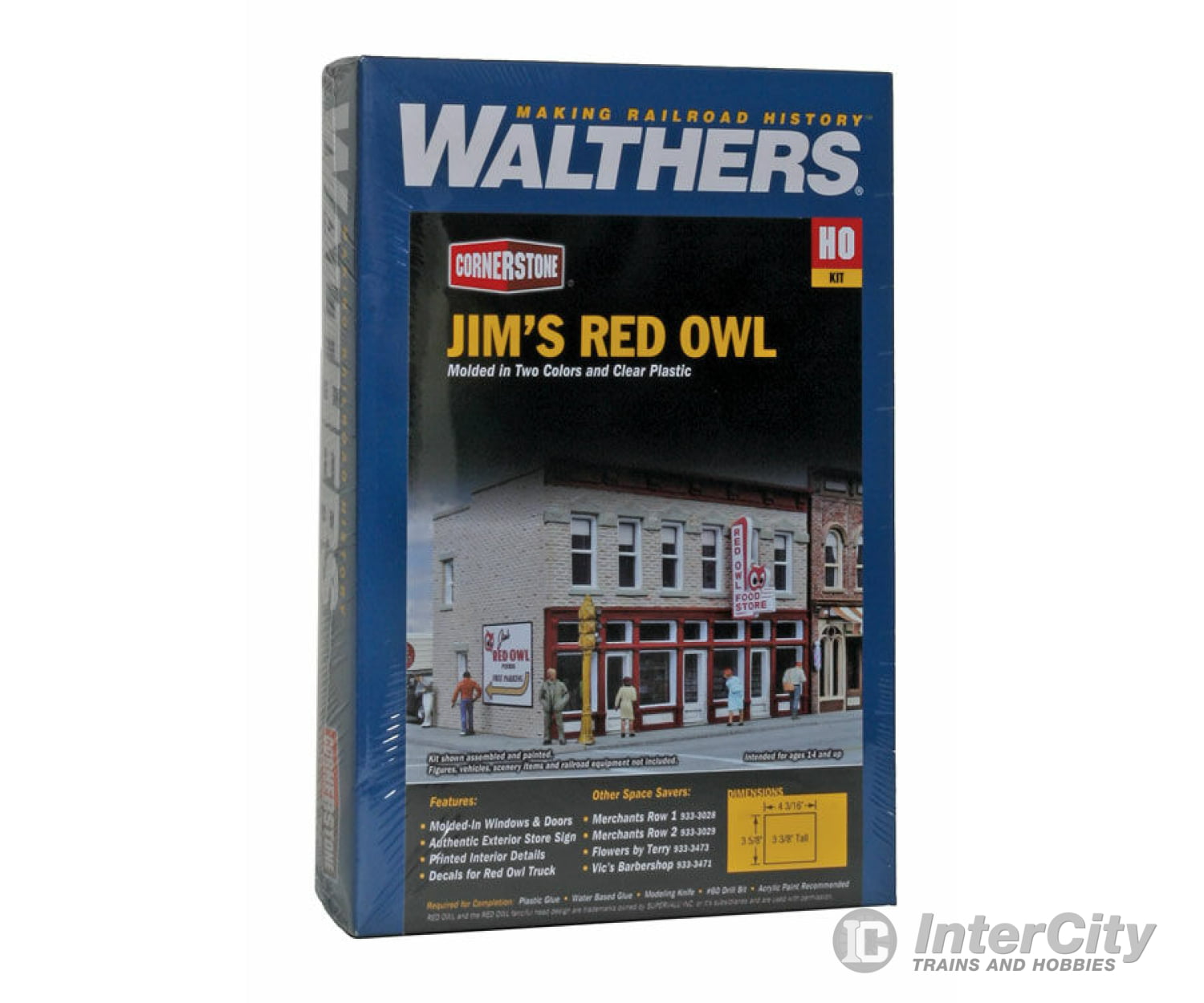 Walthers Cornerstone 3472 Jim’s Red Owl -- Kit - 4-1/4 X 3-5/8 3-3/8’ 10.8 9.2 8.6Cm Structures