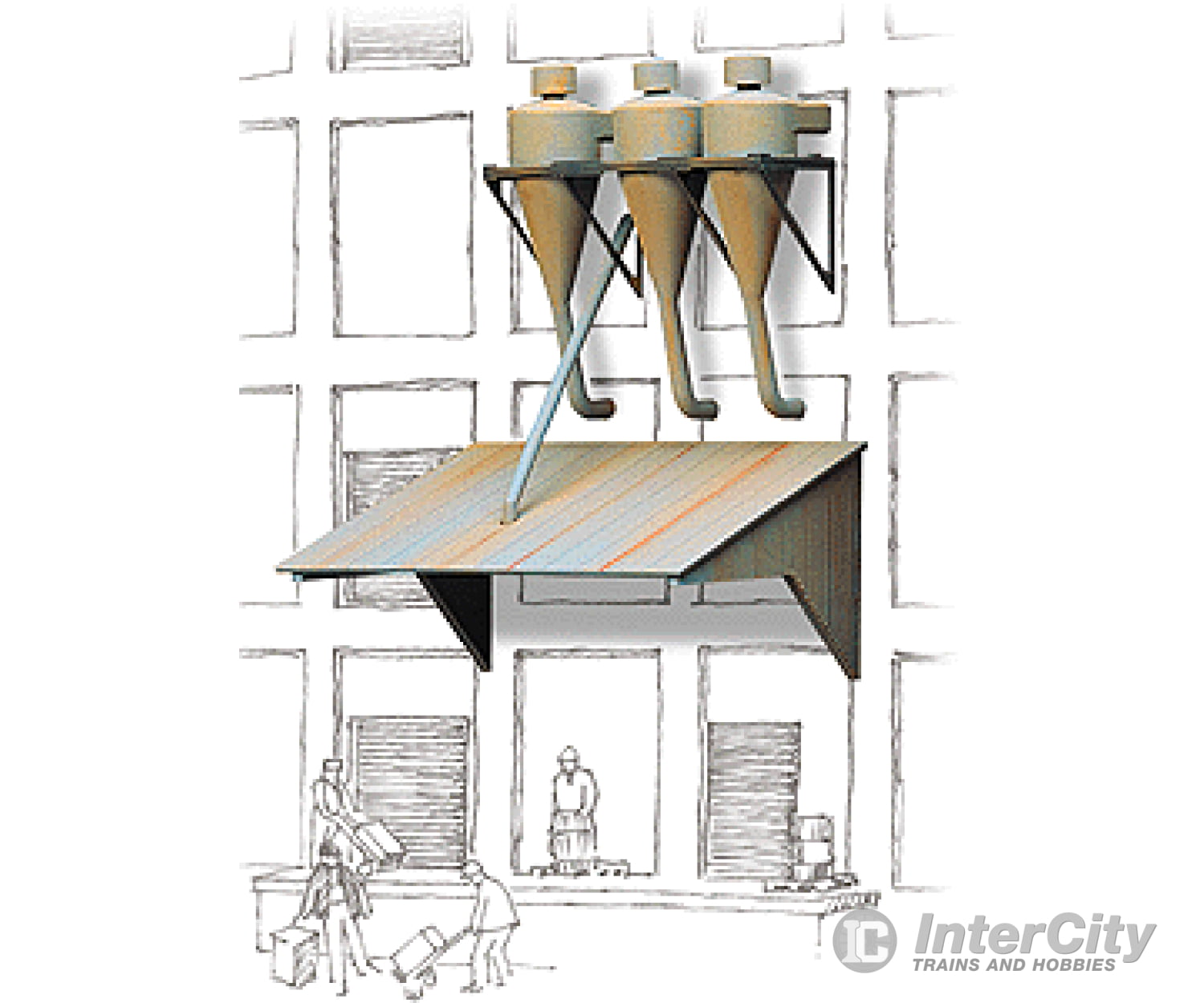 Walthers Cornerstone 3510 Wall-Mount Industrial Dust Collectors -- Kit Pkg(3) Scenery Details