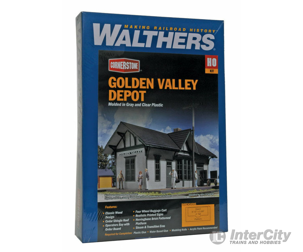 Walthers Cornerstone 3532 Golden Valley Depot -- Kit - 6-1/2 X 3-3/8 4’ 16.2 8.4 10Cm Structures