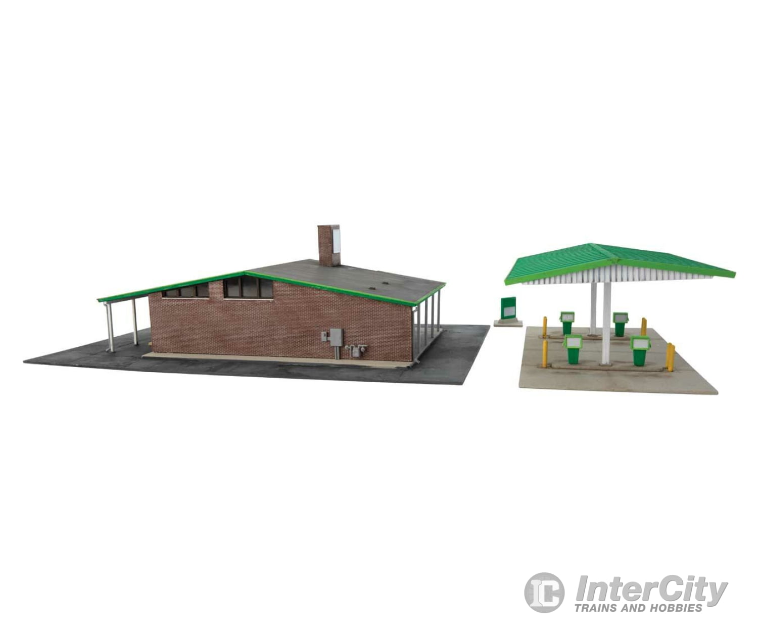 Walthers Cornerstone 3542 Modernized Gas Station -- Kit - Main Building: 10-1/2 X 9 3-3/16’ 26.6