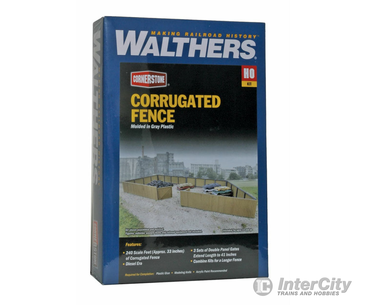 Walthers Cornerstone 3632 Corrugated Fence -- Kit - Scale Feet: 240’ 73.2M; Height: 1-1/4’