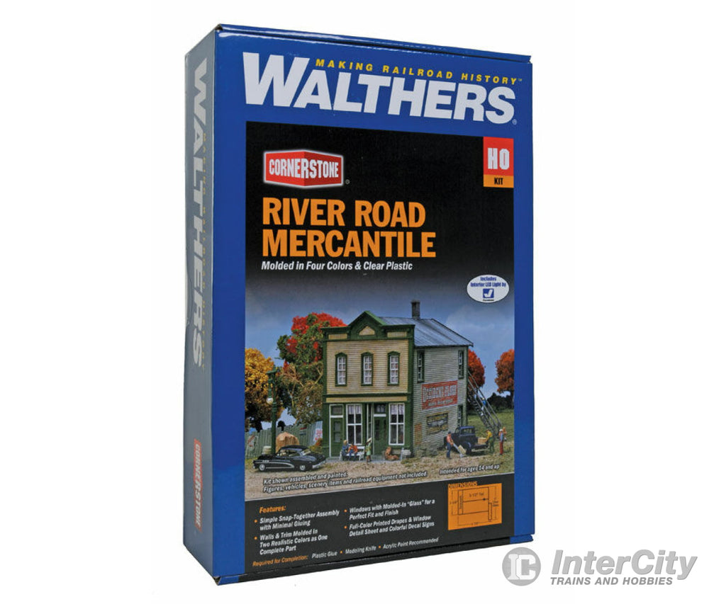 Walthers Cornerstone 3650 River Road Mercantile -- Kit - 5-3/4 X 5 5-1/2’ 14.3 12.5 13.7Cm