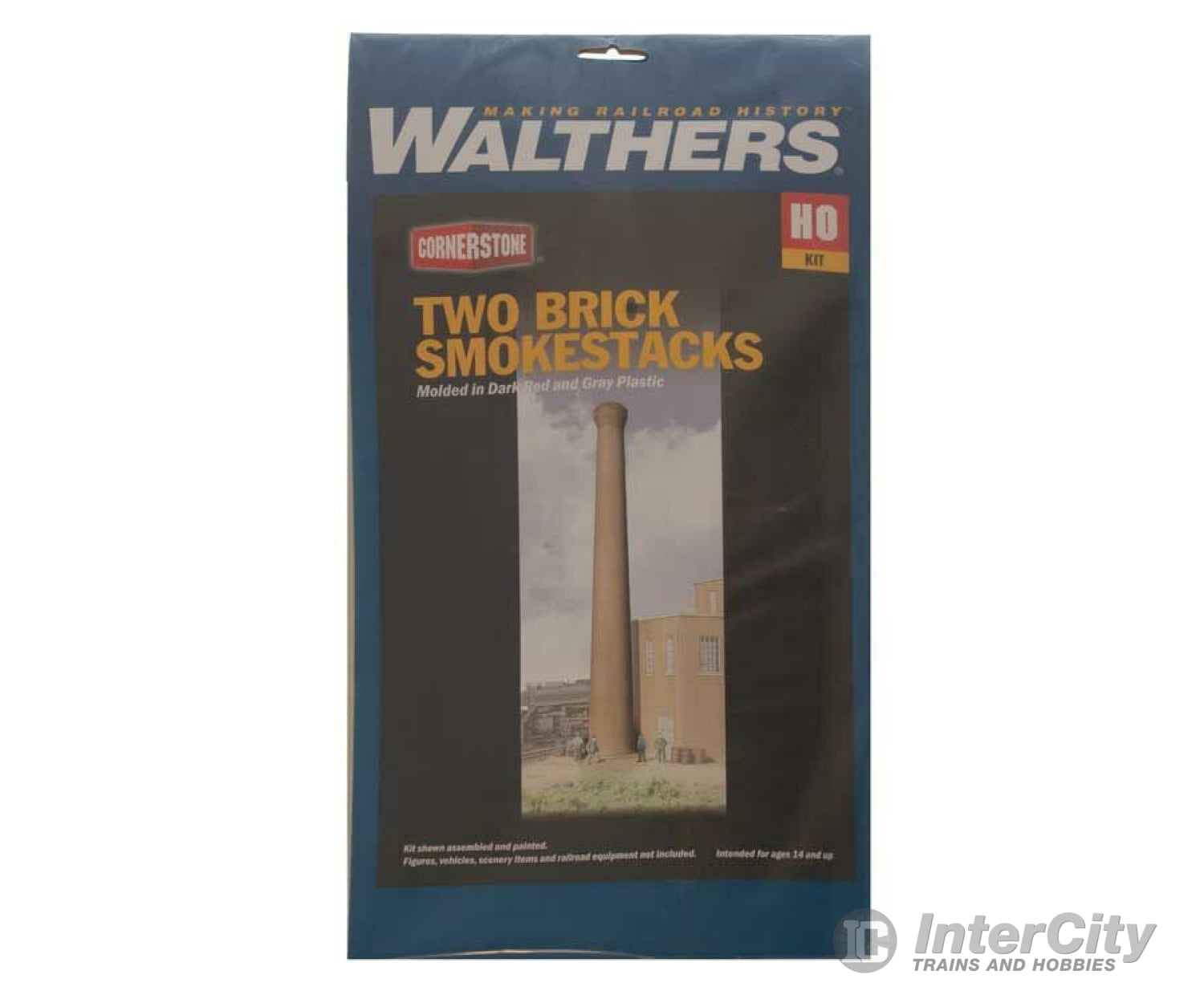 Walthers Cornerstone 3728 One-Piece Brick Smokestack -- Pkg(2) - Assembled 1-1/4 X 10-1/4’ 3.2