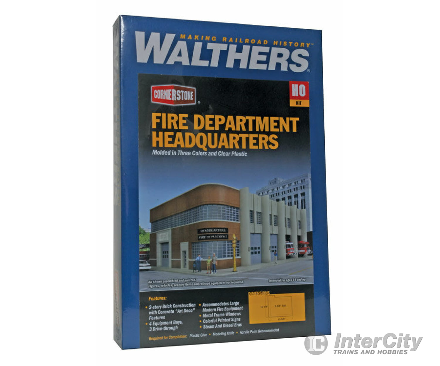 Walthers Cornerstone 3765 Fire Department Headquarters -- Kit - 9-1/8 X 11-13/16 5-5/8’ 23.5 30