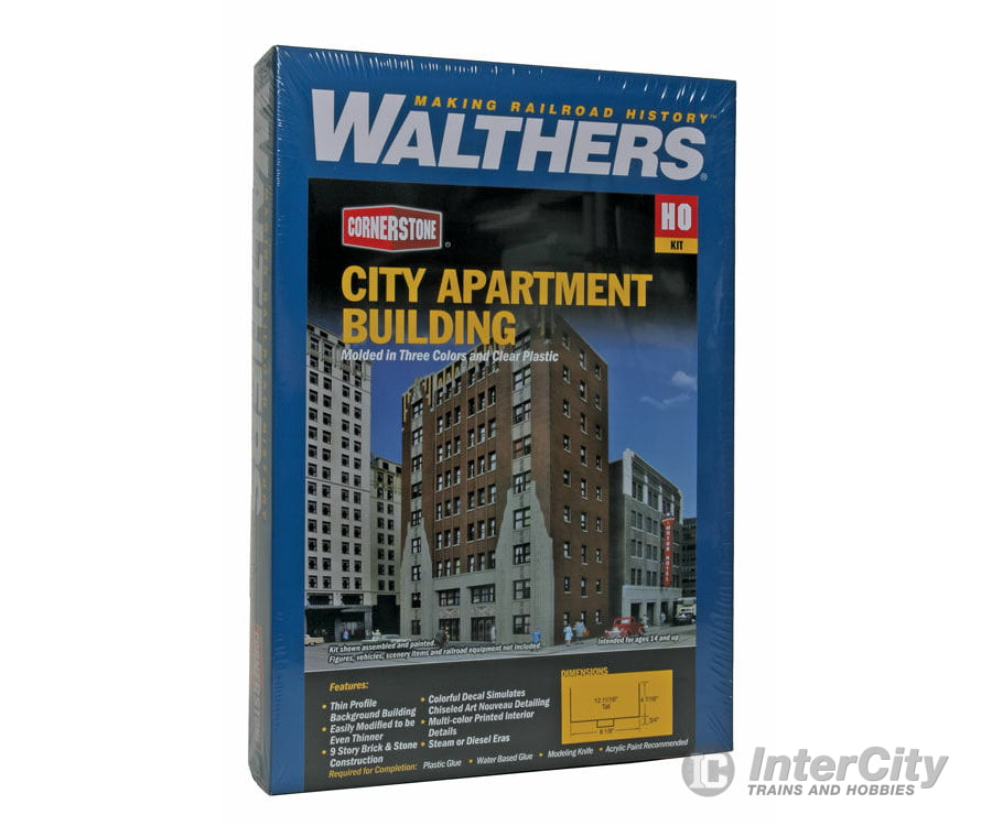 Walthers Cornerstone 3770 City Apartment Background Building -- Kit - 8-1/8 X 5-3/16 12-11/16’