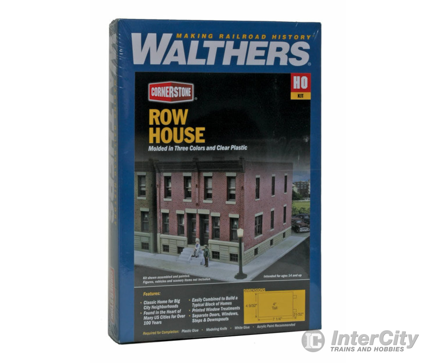 Walthers Cornerstone 3778 Row House -- Kit - 7-13/16 X 4-9/32 4’ 19.8 10.8 10.1Cm Structures