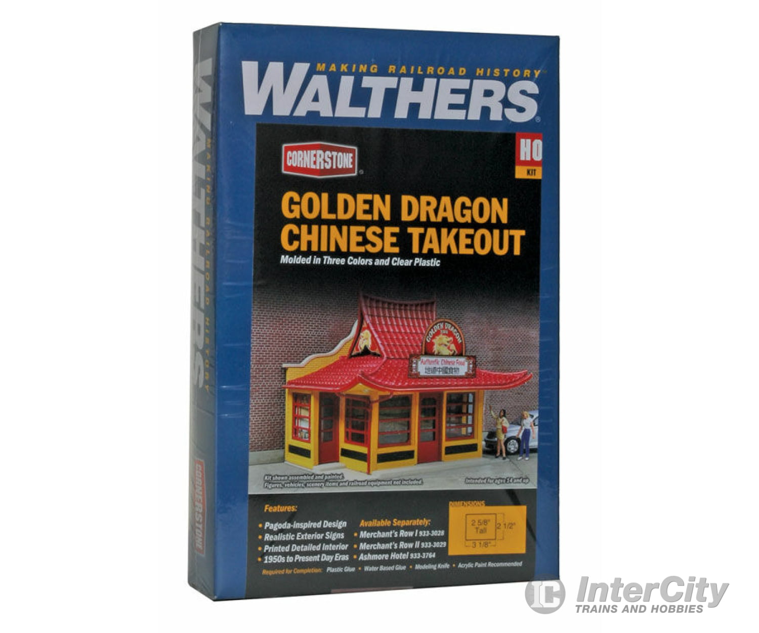 Walthers Cornerstone 3780 Golden Dragon Take Out -- Kit - 3-1/8 X 2-1/2 2-5/8’ 7.9 6.5 6.7Cm