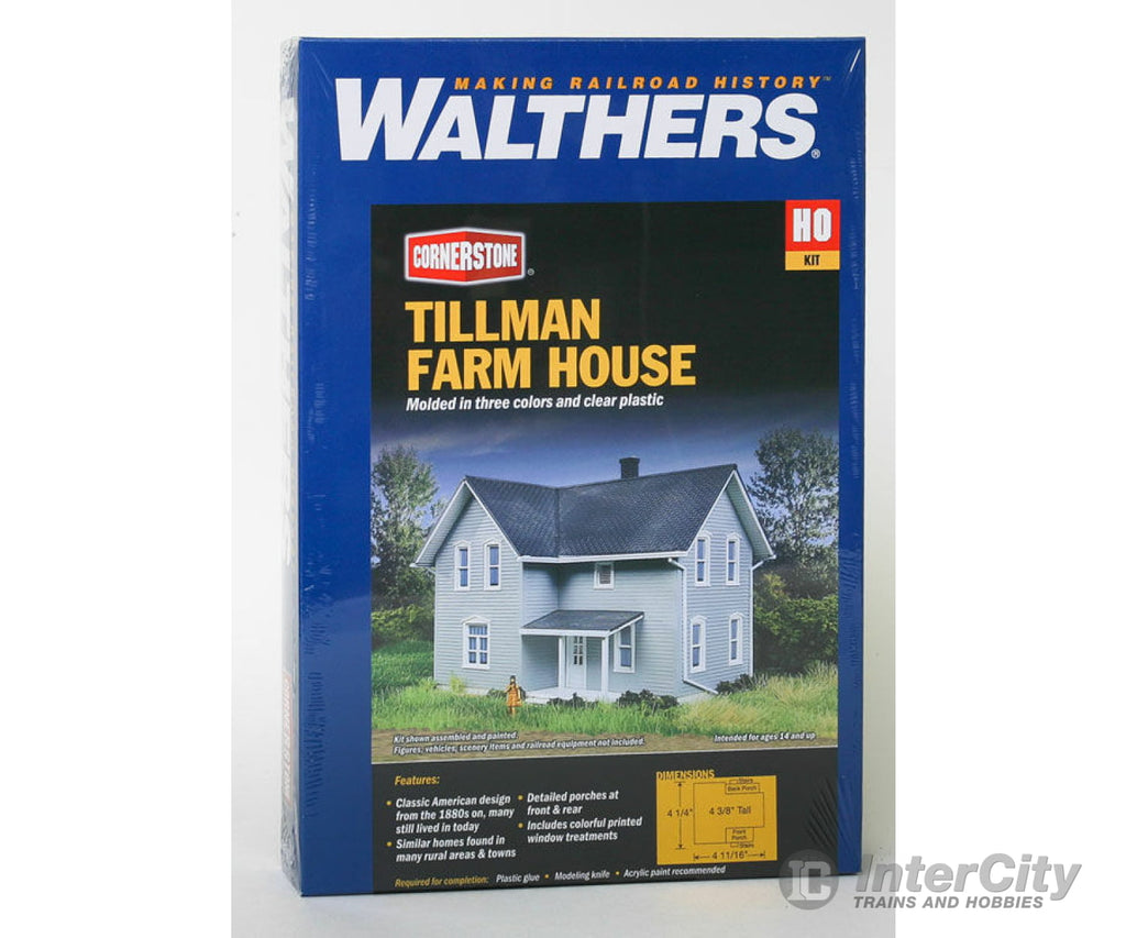 Walthers Cornerstone 3789 Tillman Farm House -- Kit - 4-11/16 X 4-1/4 4-3/8 11.9 10.7 11.1Cm