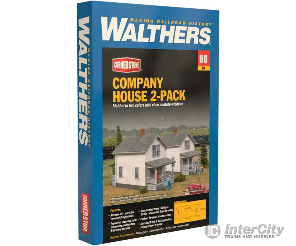 Walthers Cornerstone 3790 Company House Pkg(2) -- Kit - Each: 6-7/16 X 2-13/16 3-3/4’ 16.3 7.1