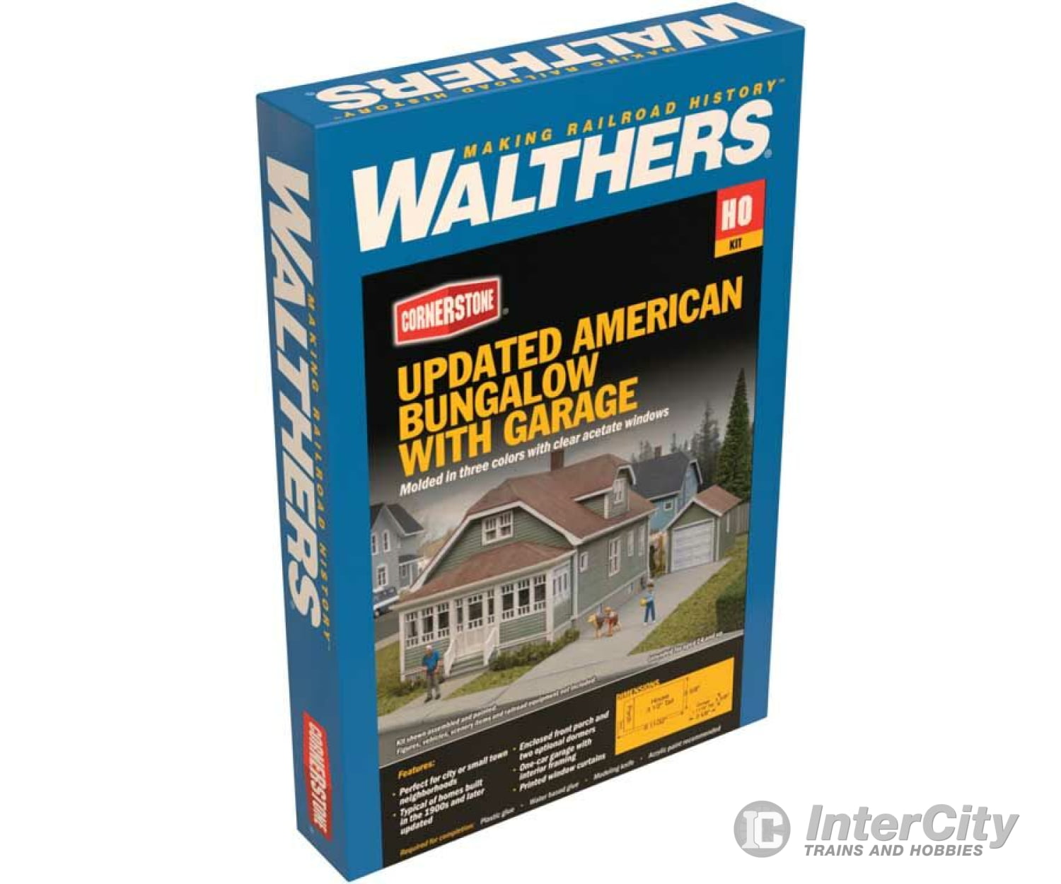 Walthers Cornerstone 3791 Updated American Bungalow With Single-Car Garage -- Kit - House Measures: