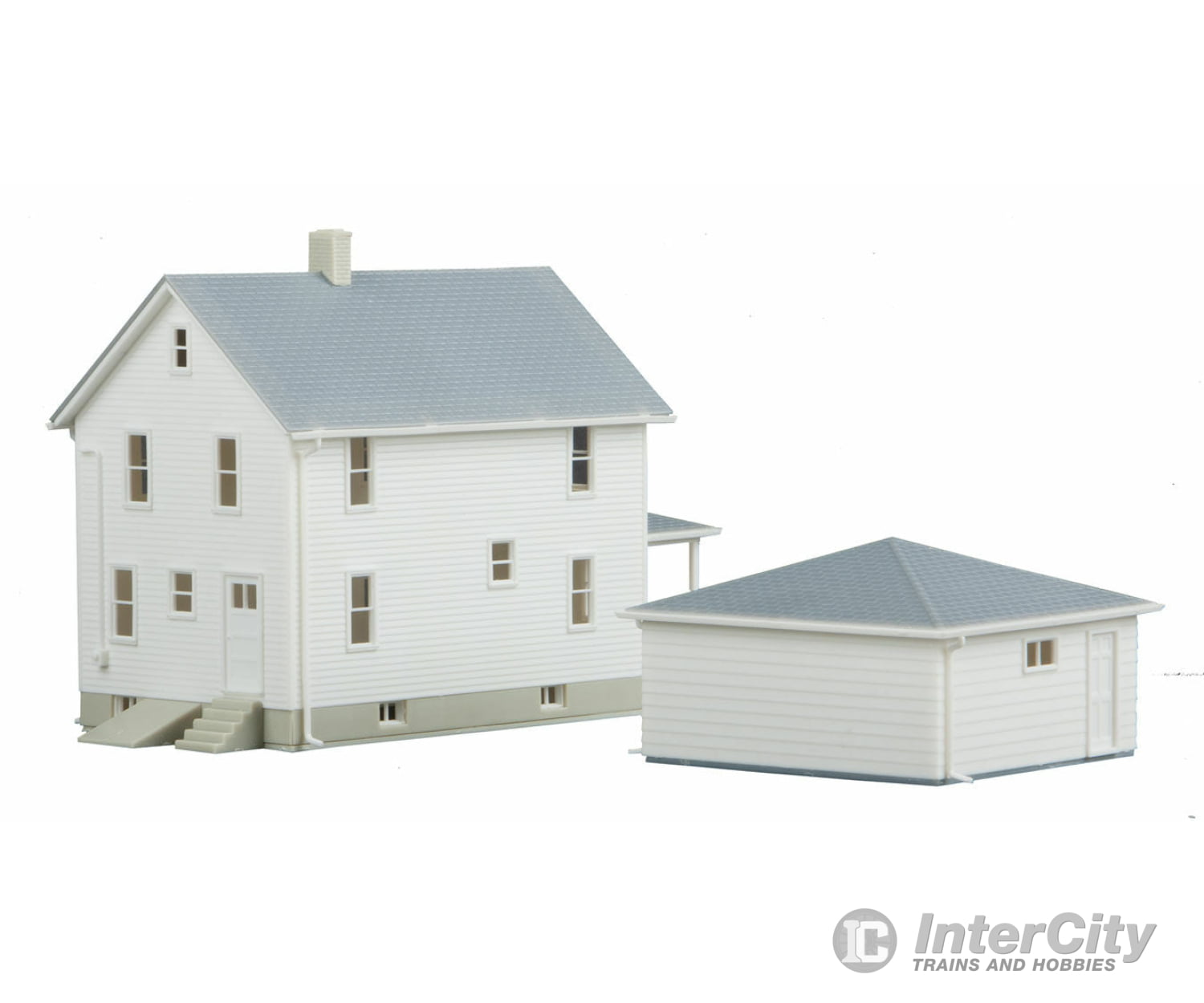 Walthers Cornerstone 3792 Two-Story House With Garage -- Kit - 5 X 2-1/2 4-1/16 12.7 6.3 10.3Cm