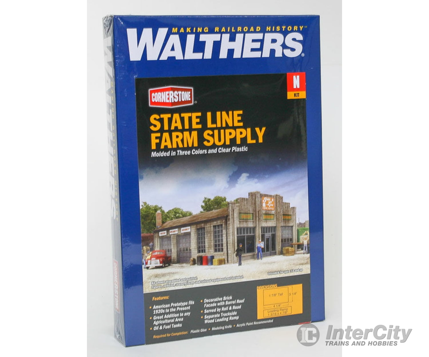 Walthers Cornerstone 3808 State Line Farm Supply -- Kit: 3-1/4 X 4-1/4 1-7/8’; Ramp: 1-3/16