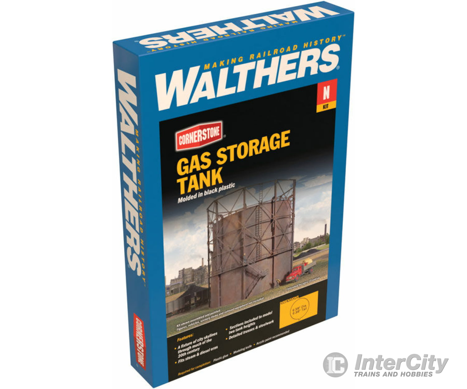 Walthers Cornerstone 3819 Gas Storage Tank -- Kit - 6-3/8’ 16.2Cm Diameter X Tall Structures