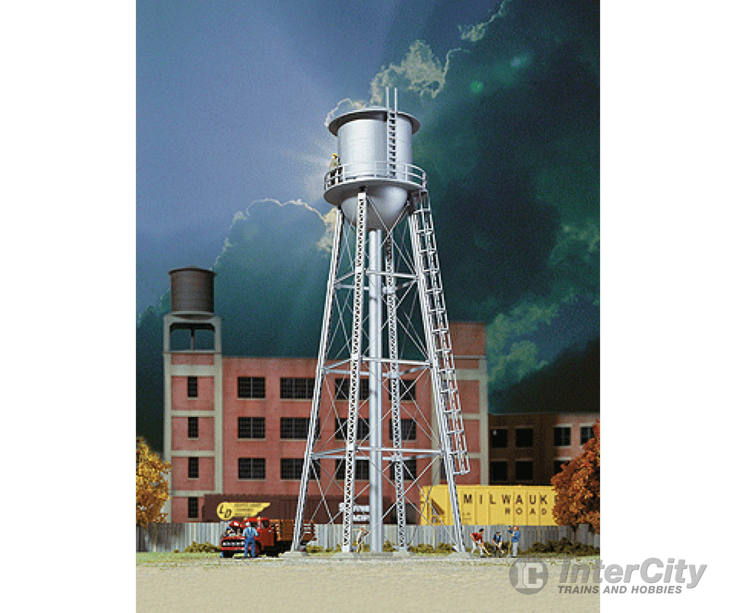 Walthers Cornerstone 3833 Vintage Water Tower -- Assembled - Silver 2-3/8 X 7’ 6 17.7Cm Structures