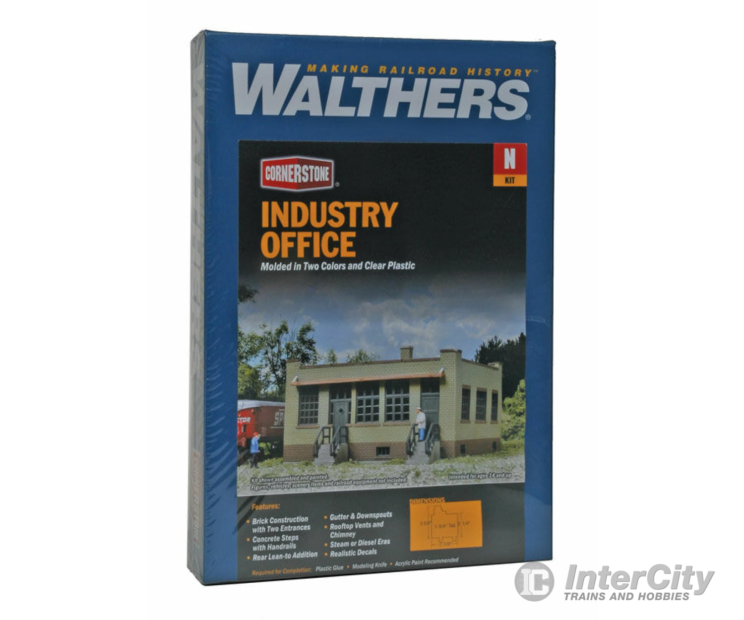 Walthers Cornerstone 3834 Industrial Office -- Kit - 3-5/8 X 2-1/4 1-3/4’ 9.2 5.7 4.4Cm Structures