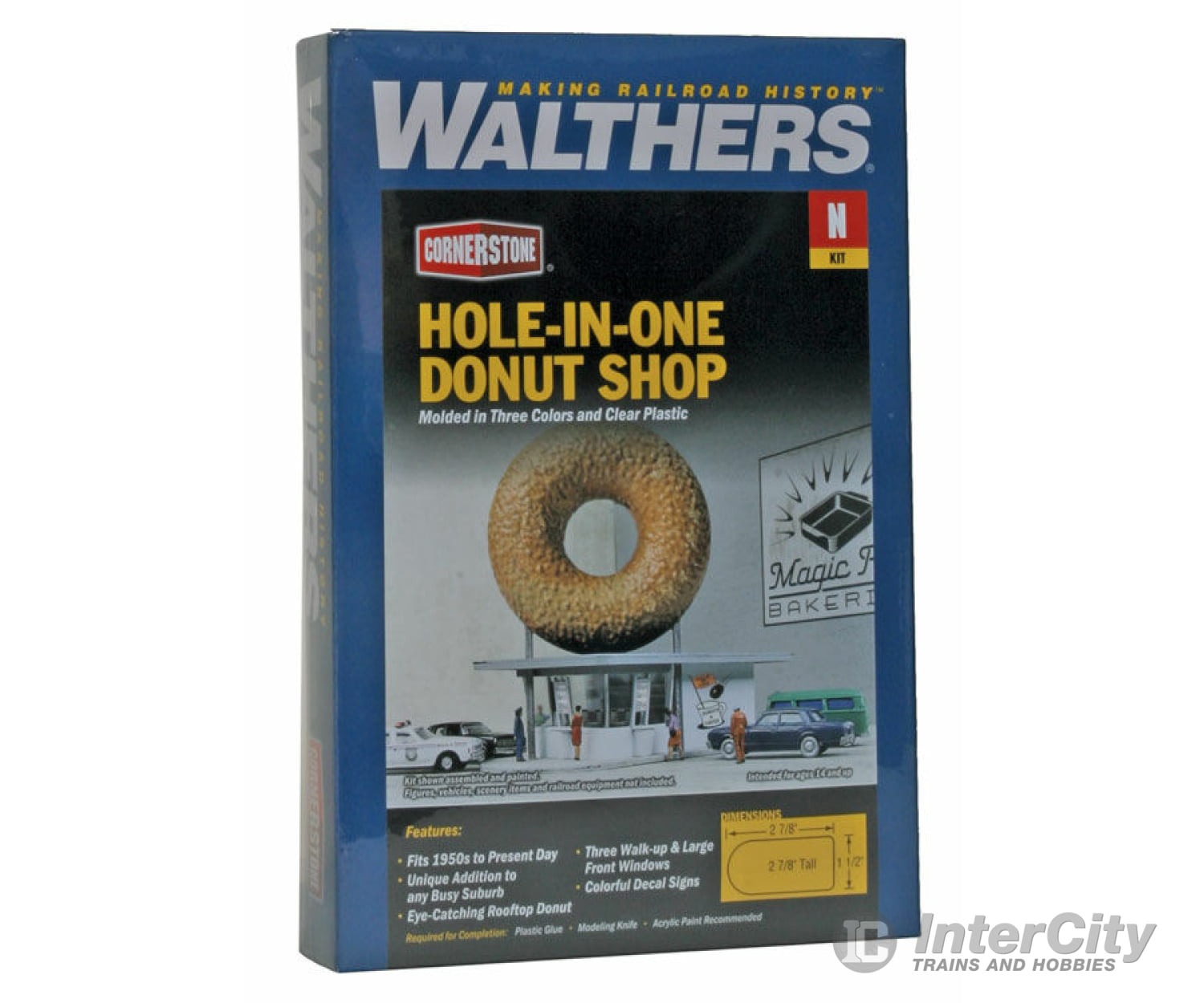 Walthers Cornerstone 3835 Hole-In-One Donut Shop -- Kit - 2-7/8 X 1-1/2 2-7/8’ 7.3 3.8 7.3Cm