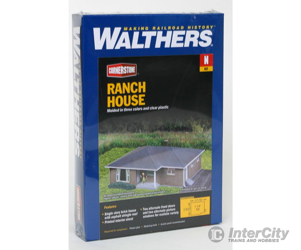 Walthers Cornerstone 3838 Brick Ranch House -- Kit - 3-1/16 X 2-9/32 1-1/4’ 7.7 5.7 3.17Cm