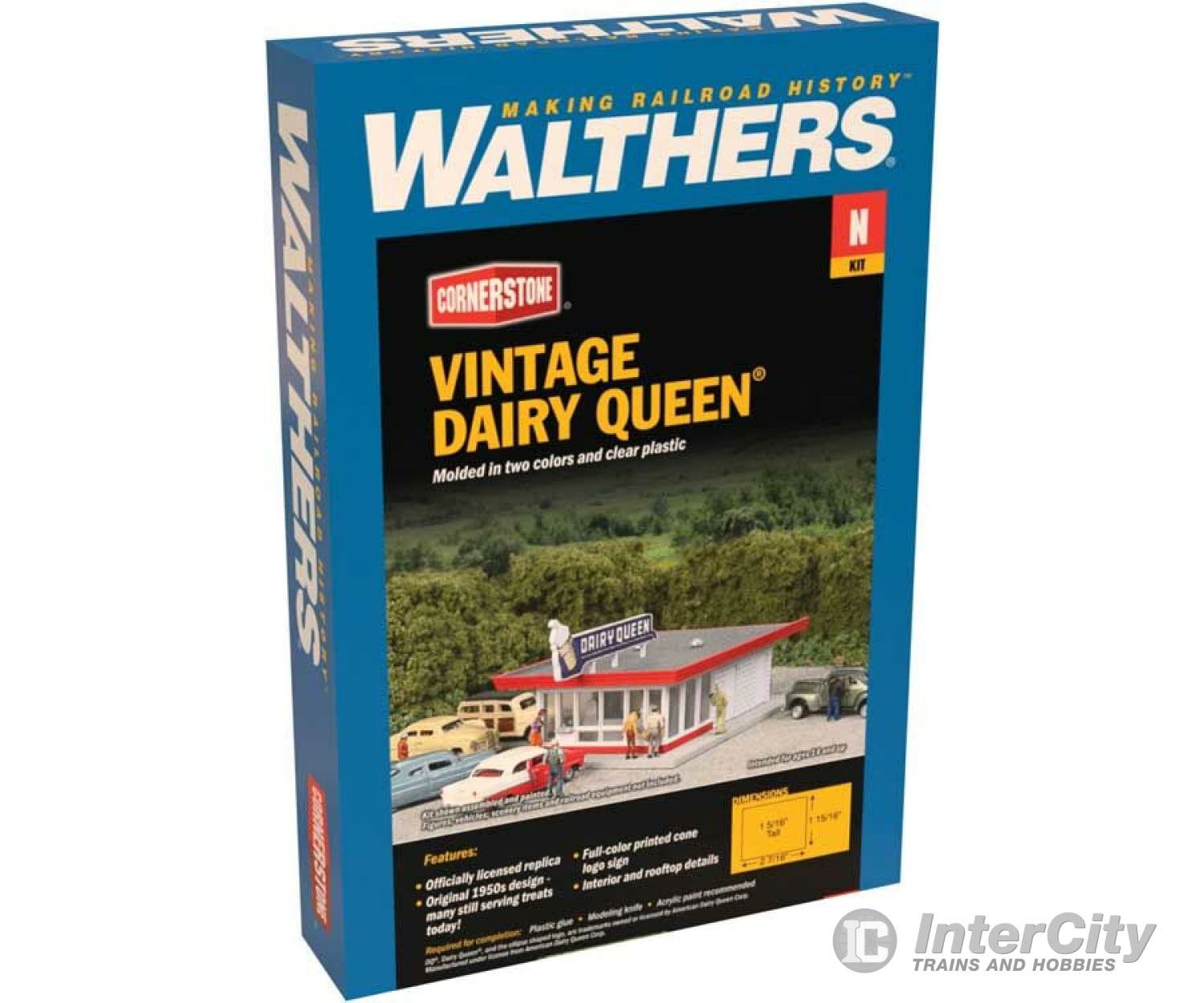 Walthers Cornerstone 3845 Vintage Dairy Queen(R) -- Kit - 2-7/16 X 1-15/16 1-5/16 6.1 4.9 4.9Cm