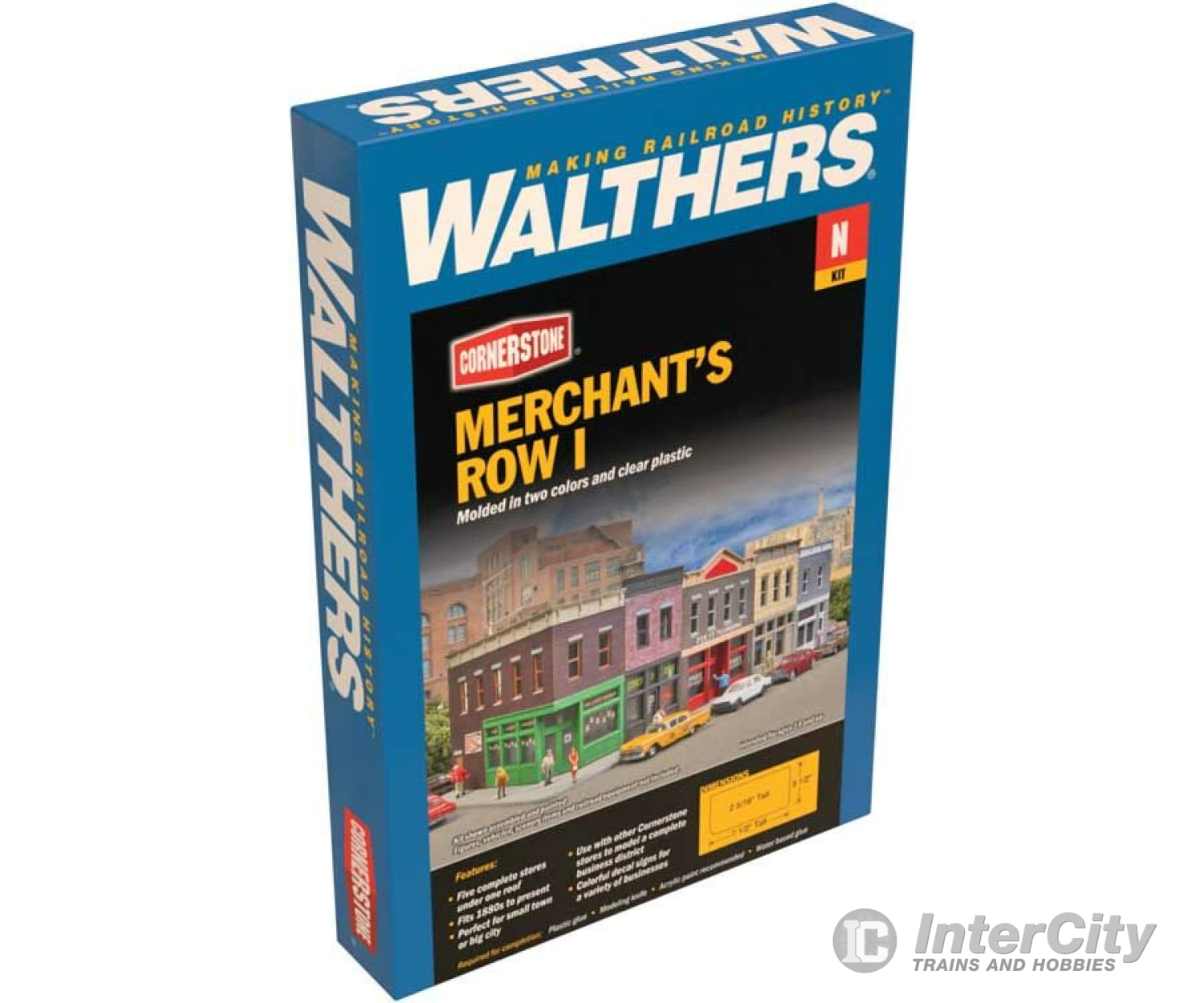 Walthers Cornerstone 3850 Merchant’s Row I -- Kit - 7-1/2 X 3-1/2 2-5/16’ 19 8.8 5.8Cm Structures